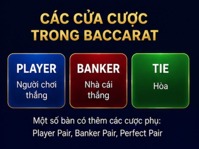Các Cửa Cược Trong Baccarat 78Win